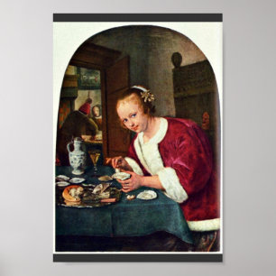 Poster Menina que come ostras., Oestereetstertje daqui