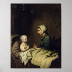 Póster Menina que diz suas orações na cama