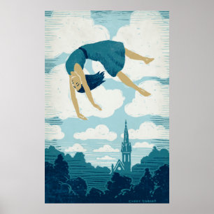 Póster Menina que flutua no ar