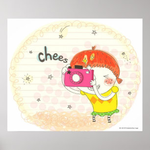 Póster Menina que guardara a câmera, clicando