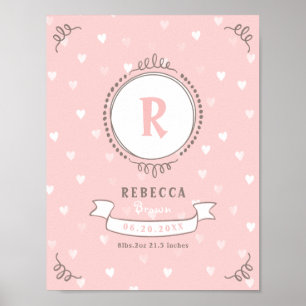 Poster Menina recém-nascida personalizou o monograma de m