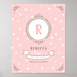 Poster Menina recém-nascida personalizou o monograma de m