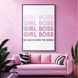Poster Menina Rosa Moderna Chefe Melhor Presente