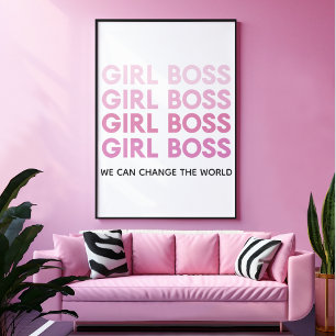 Poster Menina Rosa Moderna Chefe Melhor Presente