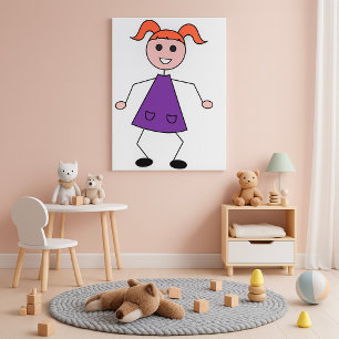 Poster Menina Ruiva de Boneco em Vestido Roxo