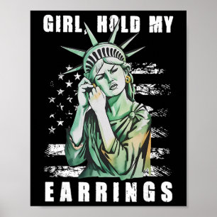 Poster Menina Segura Meu Brinco Modo de Luta Estátua da L