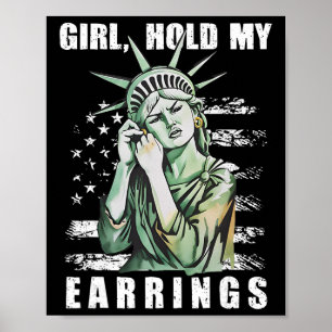 Poster Menina Segura Meus Brincos Estátua Sutil Resistir