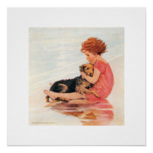 Póster Menina segurando um cachorro, Jessie Willcox Smith