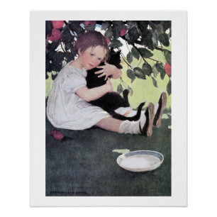 Póster Menina segurando um gato preto, Jessie Willcox Smi
