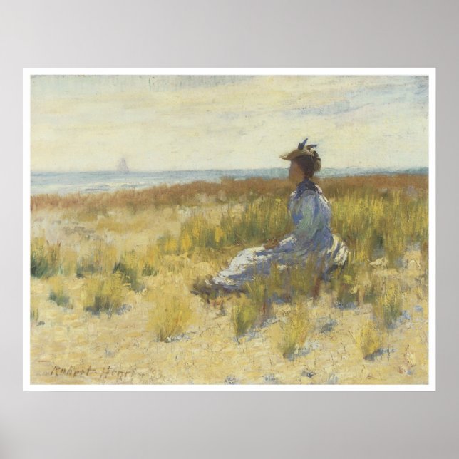 Poster Menina sentada pelo mar, 1893 Robert Henri (Frente)