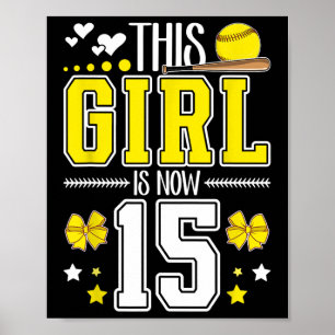 Poster Menina Softll de 15 anos de idade Festa de Anivers