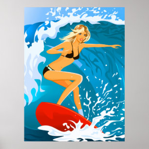 Póster Menina Tanned do surfista