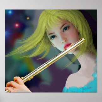 Póster Menina Tocando Flauta 2