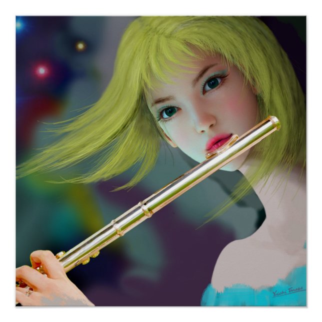 Póster Menina Tocando Flauta 2 (Frente)