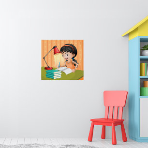 Poster Menina Trabalhando Em Uma Mesa