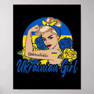 Poster Menina Ucraniana Ucrânia Mulher Ucranianos Bandeir