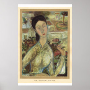 Póster Menina vietnamiana da arte asiática clássica,