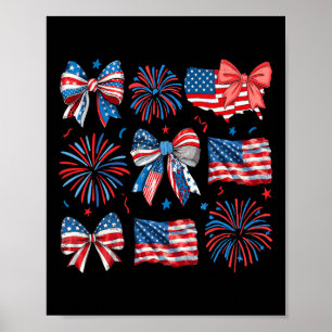 Poster Meninas Bandeira dos EUA Fogos de Arco Patriótico