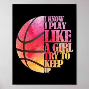 Poster Meninas Bysketbyll Gift- Brincar Como Uma Rapariga