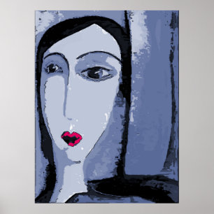 Póster Meninas caras na Cinza Abstrato