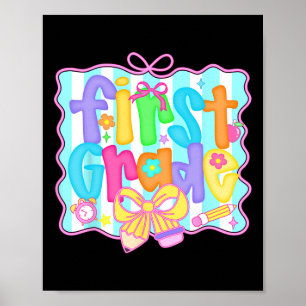 Poster Meninas com Laço Coquette Préppy de Volta às Aulas