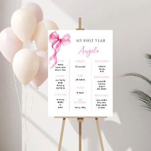 Poster Meninas com laço rosa aniversário de um ano marco