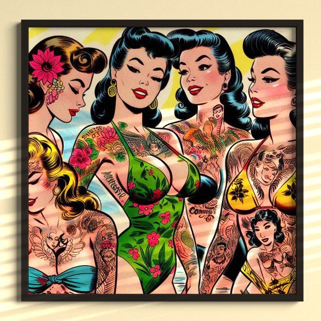Poster Meninas de banda desenhada tatuadas (Criador carregado)