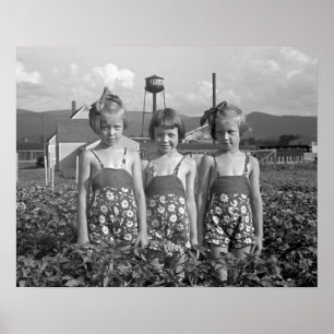 Póster Meninas de fazenda, 1939. Foto do vintage