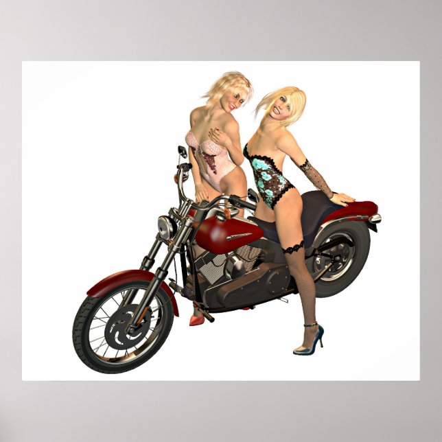 Poster Meninas de motociclista (Frente)