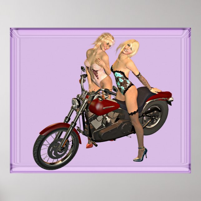 Póster Meninas de motociclista (Frente)