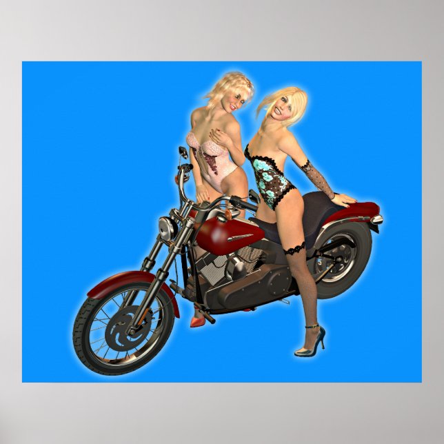 Poster Meninas de motociclista (Frente)