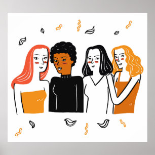 Poster Meninas diversas, várias nacionalidades juntas.