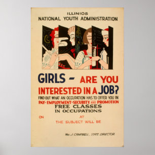 Póster Meninas - é você interessado em um vintage WPA d