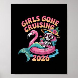 Poster Meninas em Cruzeiro 2026 Sereia Flamingo Férias