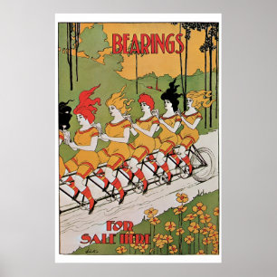 Poster Meninas engraçadas de Nouveau da arte do vintage