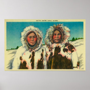 Póster Meninas Eskimo nativas em AlaskaState