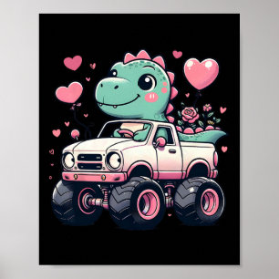Poster Meninas Fofas Crianças Dia dos Namorados Dinossaur
