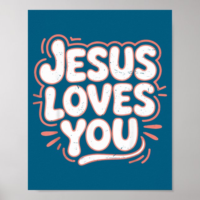 Poster Meninas Jesus Ama Rosa Cristão Infantil (Frente)