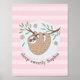Poster Meninas Lindas Preguiça Dormindo Animal e Nome Cri