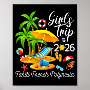 Poster Meninas Mulheres Taiti Polinésia Francesa Praia