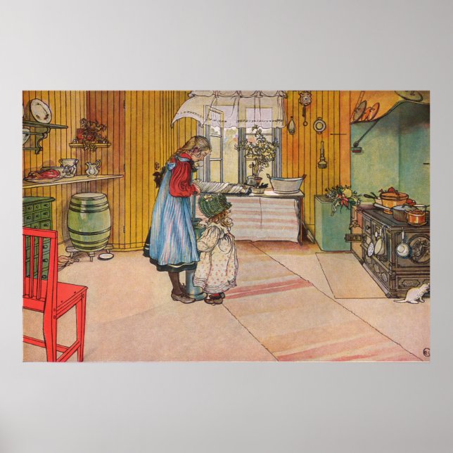 Poster Meninas na cozinha (Arte Sueca Clássica) (Frente)