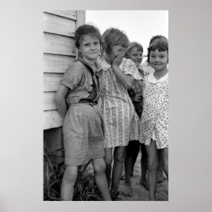 Póster Meninas na Grande Depressão, os anos 30 da escola