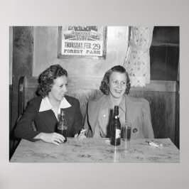 Póster Meninas no Bar, 1940. Vintage Photo