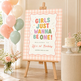 Poster Meninas Querem Ser Um Xadrez Rosa 1º Aniversário