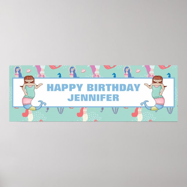 Poster Meninas Sereias Aniversário Personalizadas (Frente)