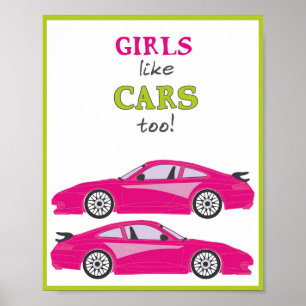 Poster Meninas também gostam de carros!