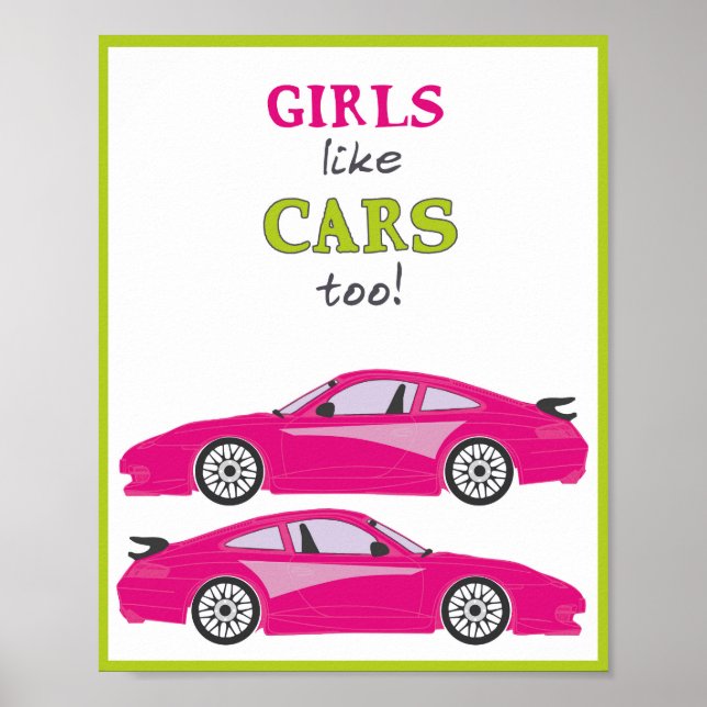 Poster Meninas também gostam de carros! (Frente)