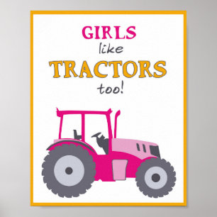 Poster Meninas também gostam de tratores berçário trator