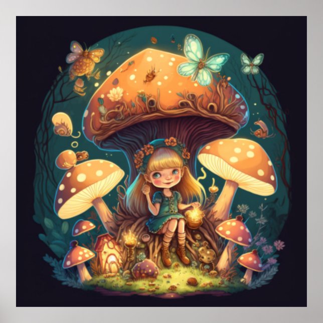 Poster Menininha viva entre os cogumelos (Frente)