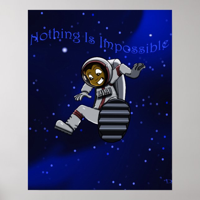 Póster Menino Afro-Americano Astronauta (Frente)